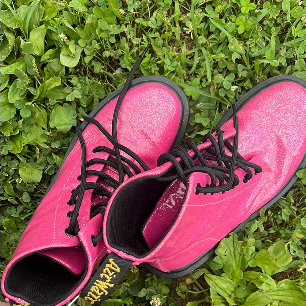 Dr. Martens Shimmering Pink Combat Boots - Picture 4 of 4